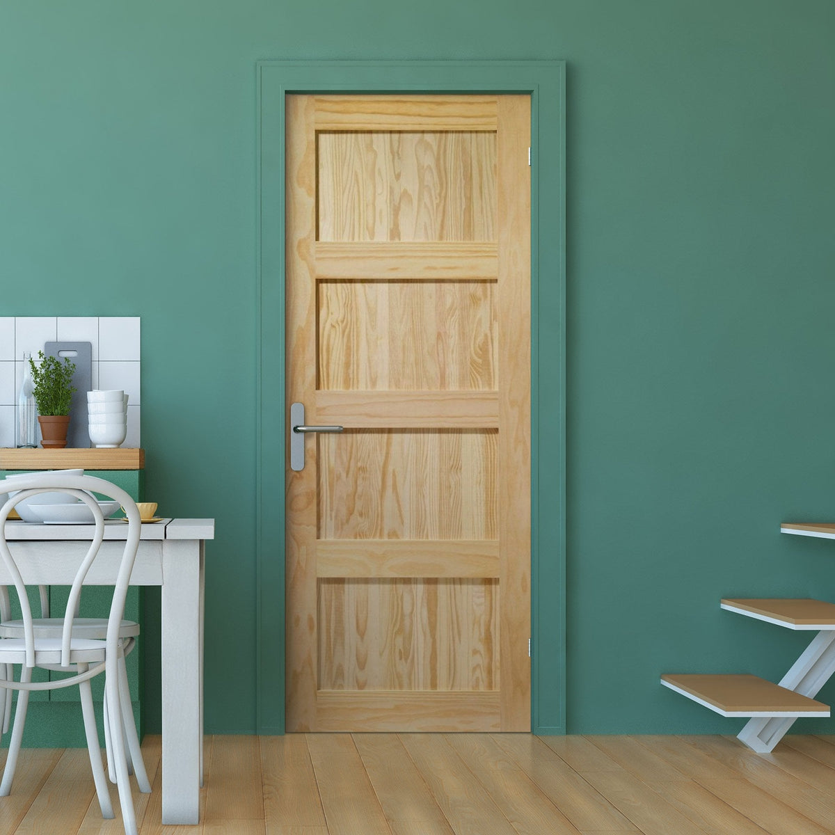 Clear Pine Internal Unfinished Shaker 4 Panel Door (93644)