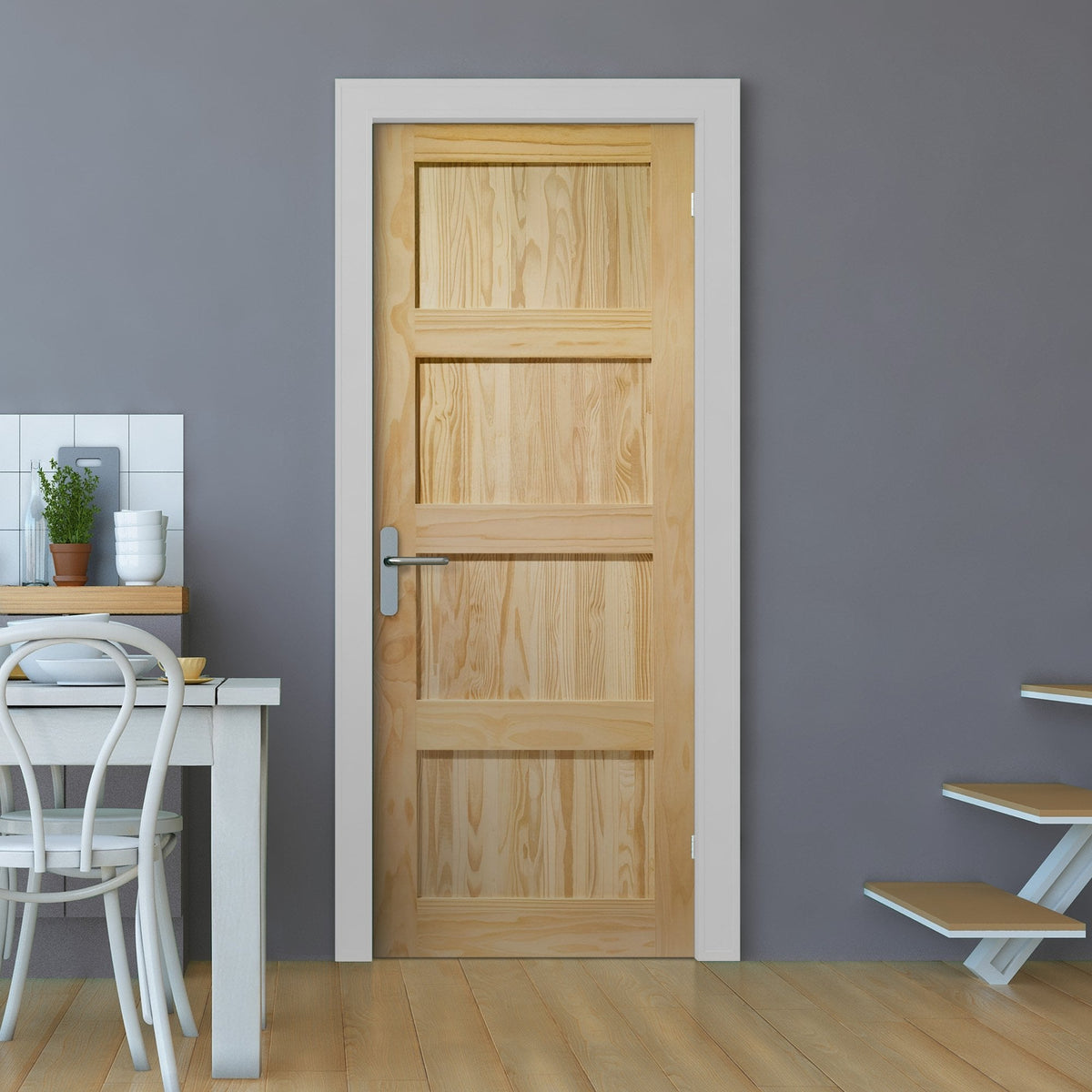 Clear Pine Internal Unfinished Shaker 4 Panel Door (93644)