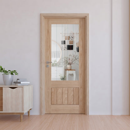 Oak Internal Unfinished Farley 1 Panel 1 Light Obscure Glass Made-to-Measure Door
