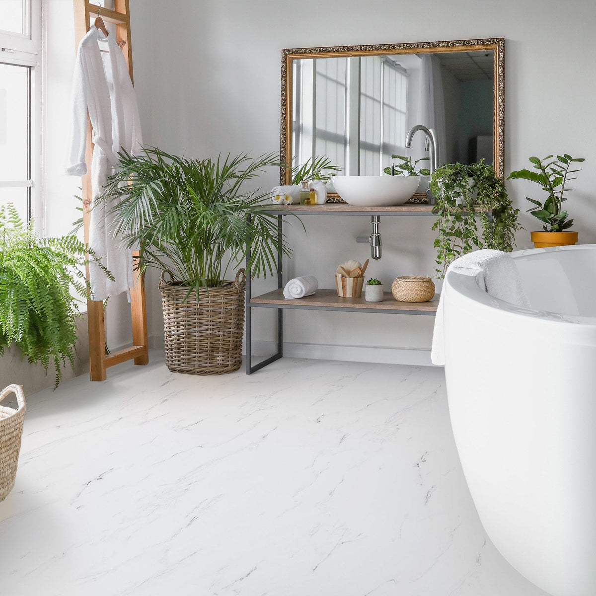 Statuario Marble - Industry Tile Water-resistant 8mm Laminate Flooring (108561)