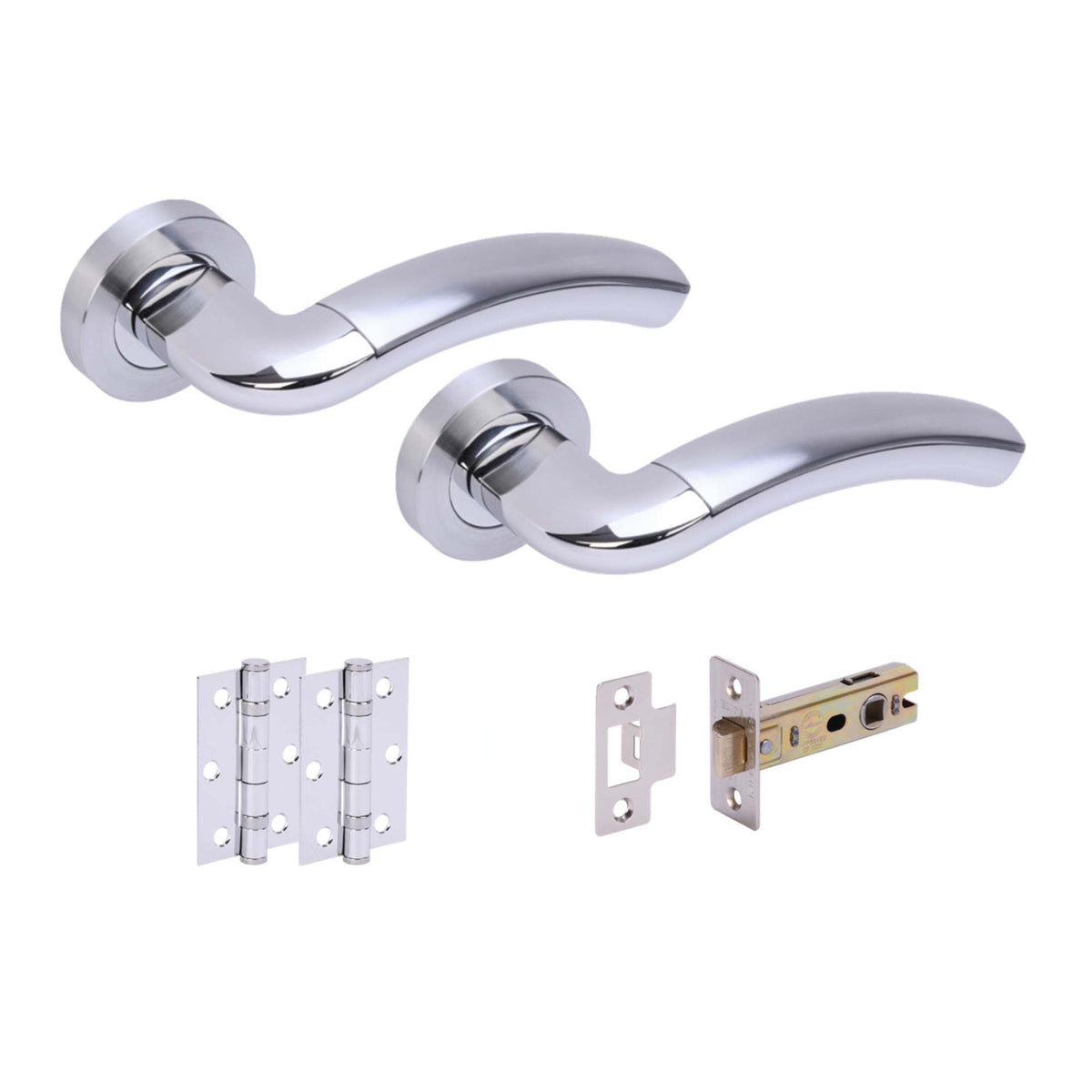 Premium Jade Lever On Round Handle Set Two Tone Chrome