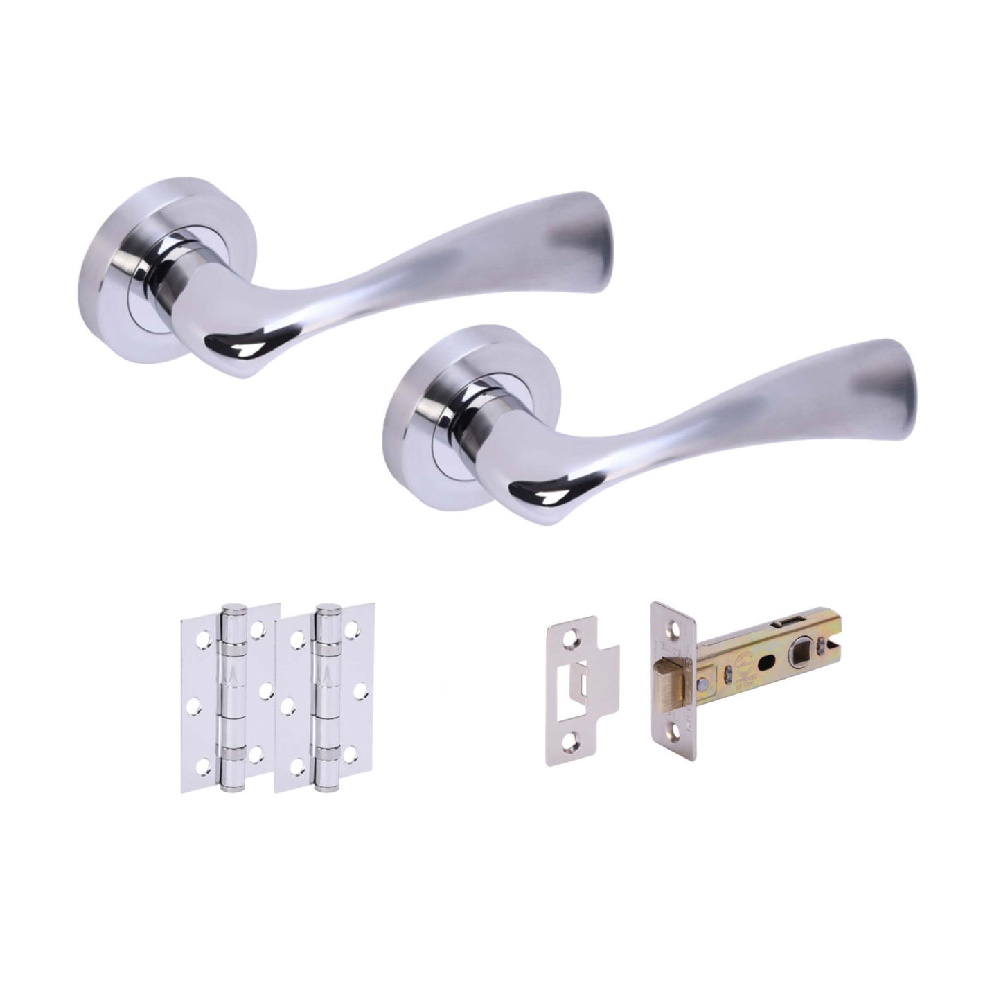 Premium Truro Lever On Round Rose Handle Set - Two-Tone Chrome