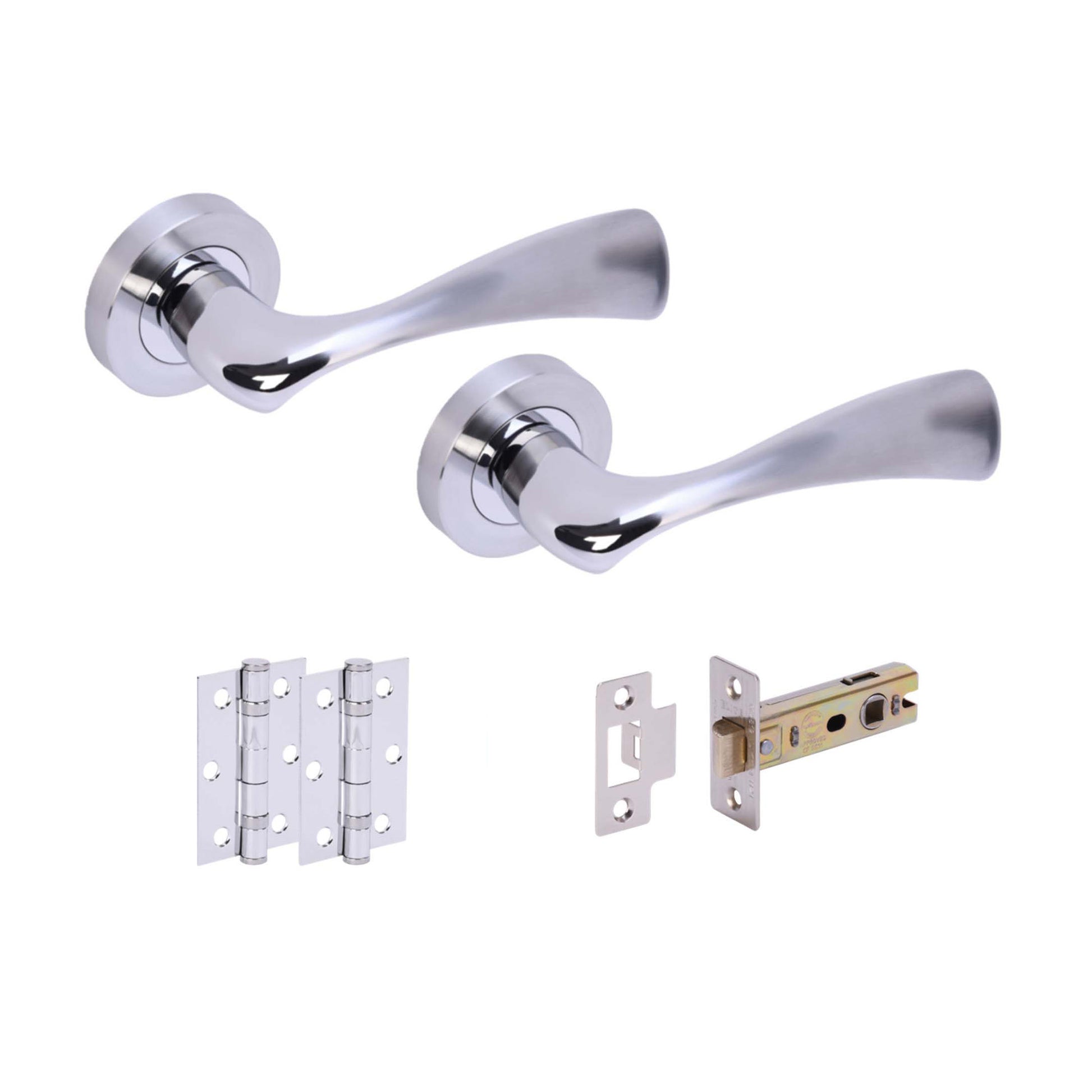 Premium Truro Lever On Round Rose Handle Set - Two-Tone Chrome