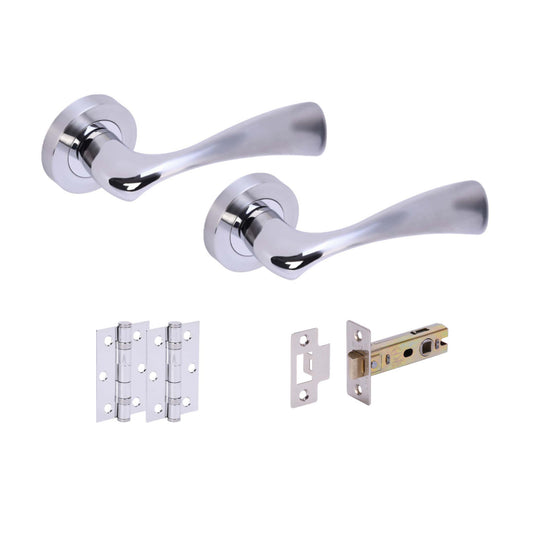 Premium Truro Lever On Round Rose Handle Set - Two-Tone Chrome