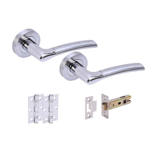 Premium Falcon Lever On Round Rose Handle Set - Two-Tone Chrome