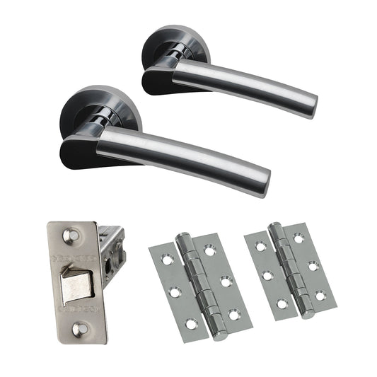 Premium Ruby Lever On Round Rose Handle Set - Two-Tone Chrome