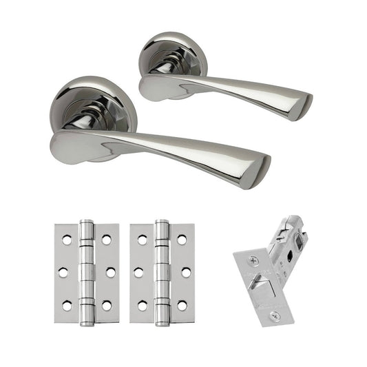 Zeta Lever On Round Rose Handle Set - Polished Chrome