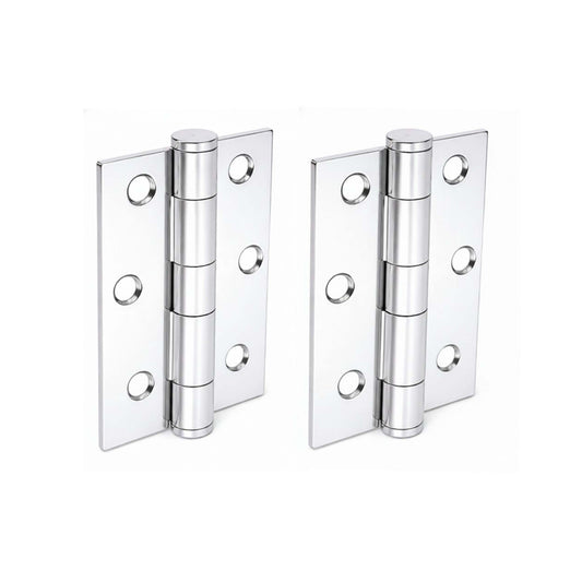 75mm (3) Button Tipped Hinge - Polished Chrome
