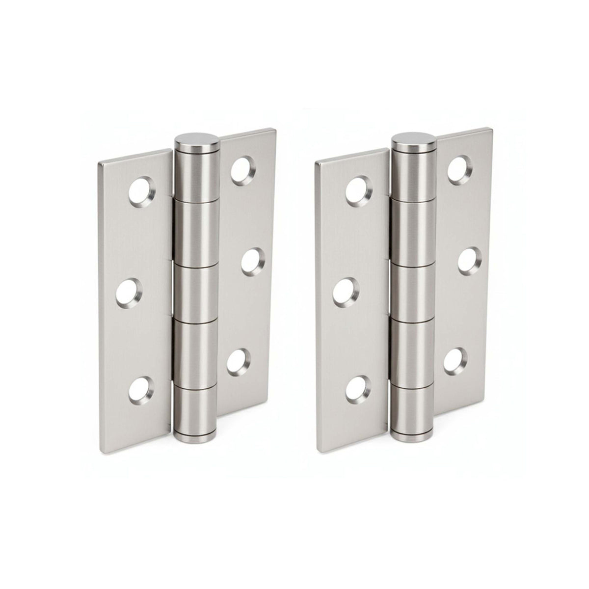 75mm (3) Button Tipped Hinge Pair - Satin Chrome