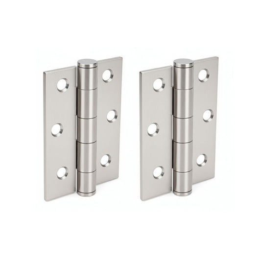 75mm (3) Button Tipped Hinge Pair - Satin Chrome