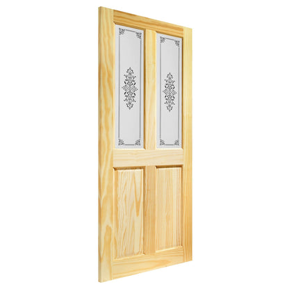 Clear Pine Internal Unfinished 2 Panel 2 Light Campion Glass Door (115193)