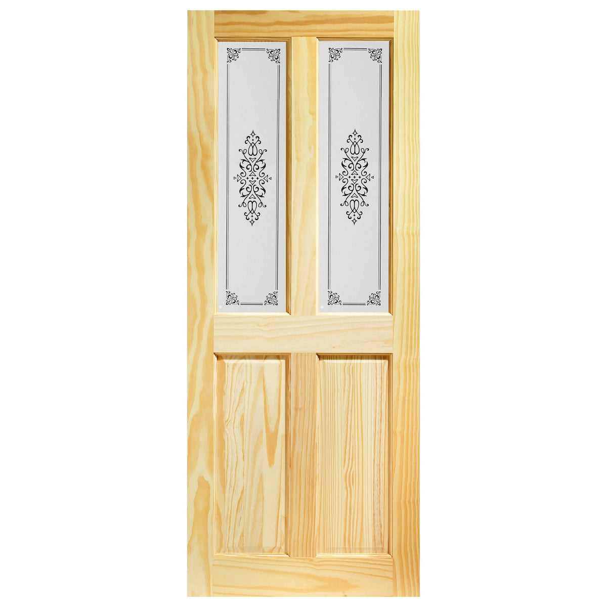 Clear Pine Internal Unfinished 2 Panel 2 Light Campion Glass Door (115193)