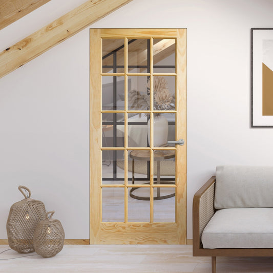Clear Pine Internal Unfinished SA 15 Clear Glass Door (115194)