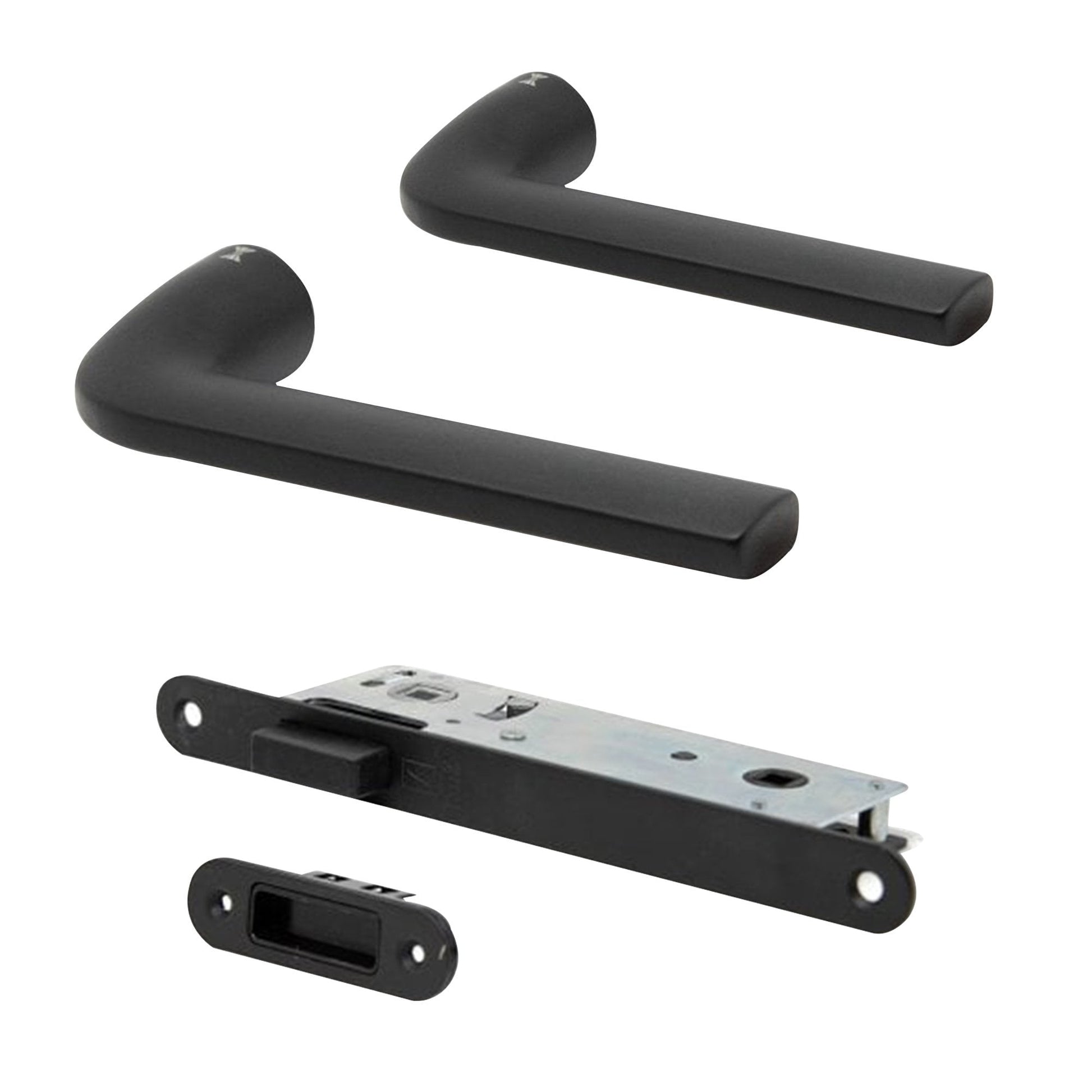 Studio Industrial Slim 1301 Matt Black Lever Handle Pack with Magnetic Lock