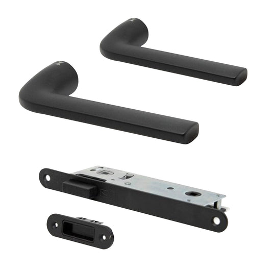 Studio Industrial Slim 1301 Matt Black Lever Handle Pack with Magnetic Lock