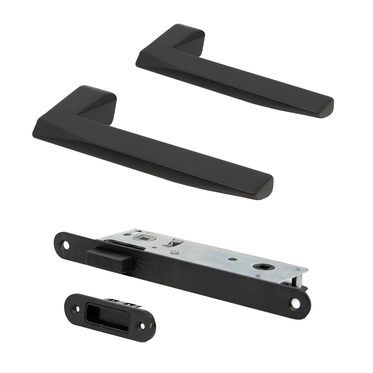 Studio Industrial Slim 1351 Matt Black Lever Handle Pack with Magnetic Lock