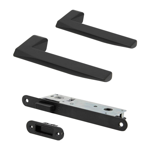 Studio Industrial Slim 1351 Matt Black Lever Handle Pack with Magnetic Lock