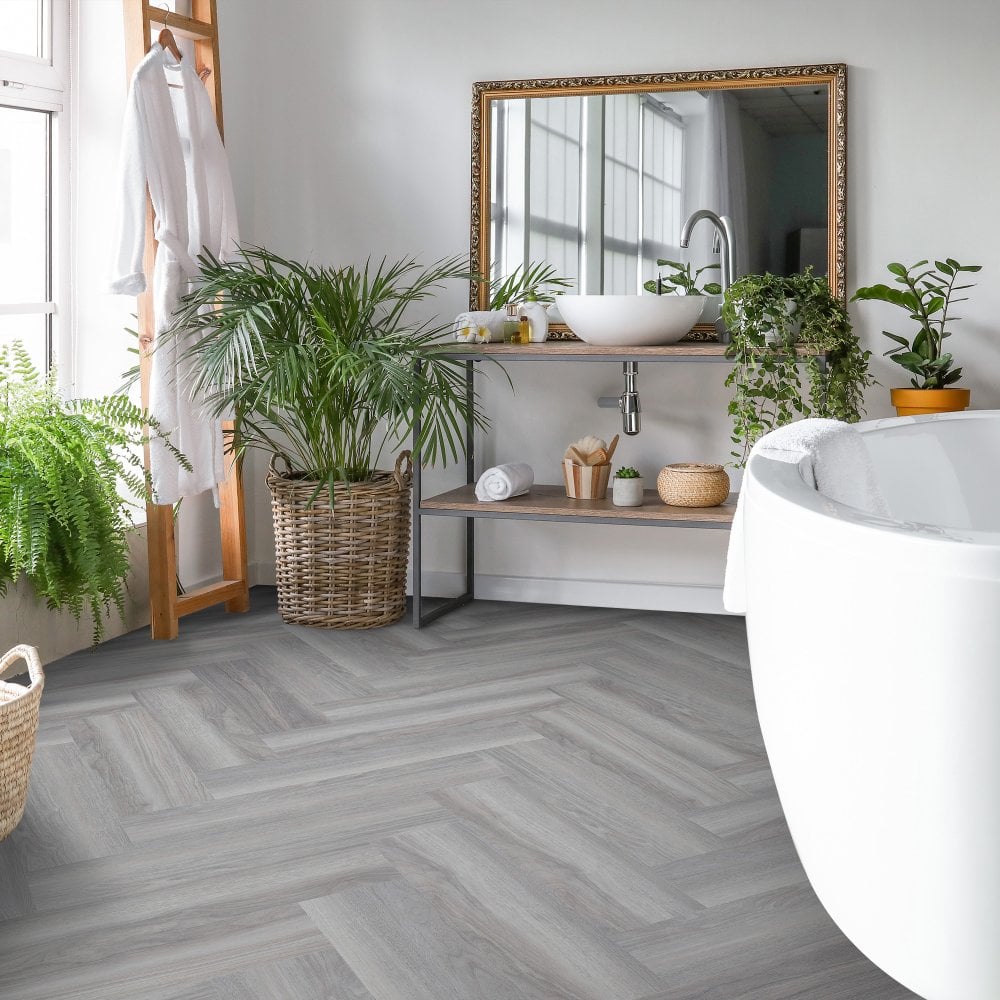 Cool Grey - Lifestyle SPC Herringbone 5.5mm Rigid Core Vinyl Flooring (116795)