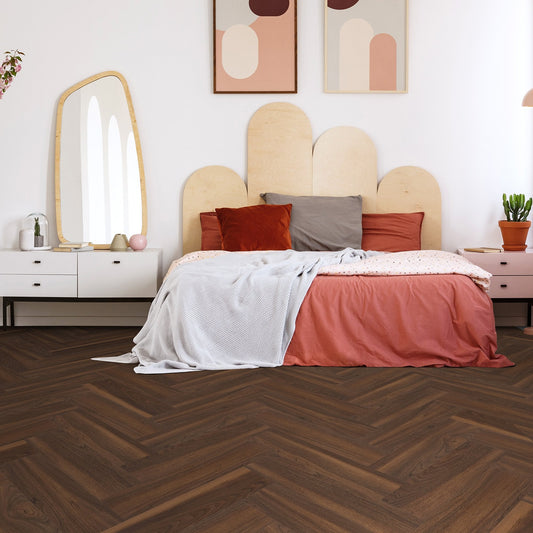 Walnut - Lifestyle Herringbone 5.5mm Rigid Core LVT Flooring