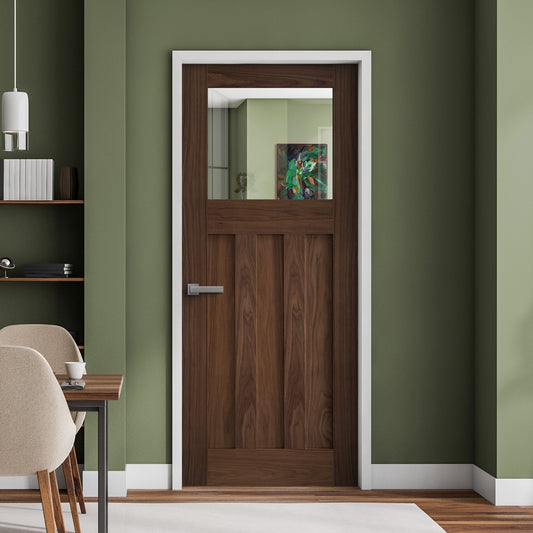 Internal Walnut  Fully Finished 1 Light Clear Glass DX Door (117098)