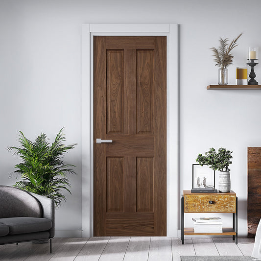 Internal Walnut  Fully Finished 4 Panel Victorian Door (117102)