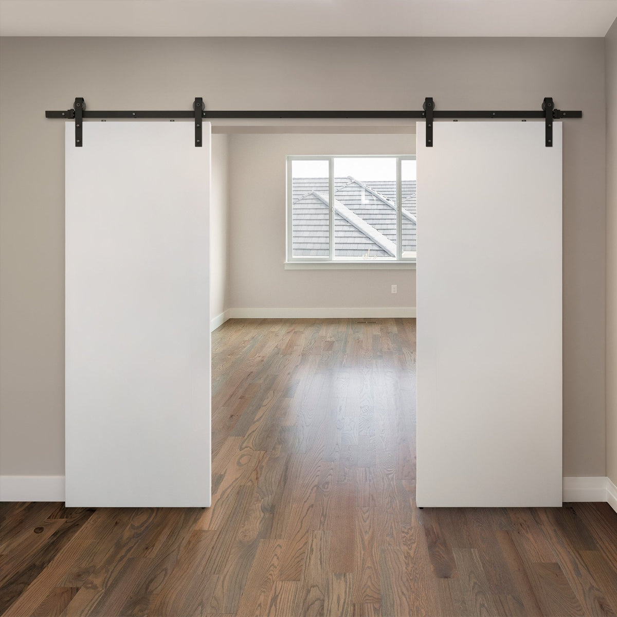 Matt Black 3m Face Mounted Sliding Barn Pair Door Track
