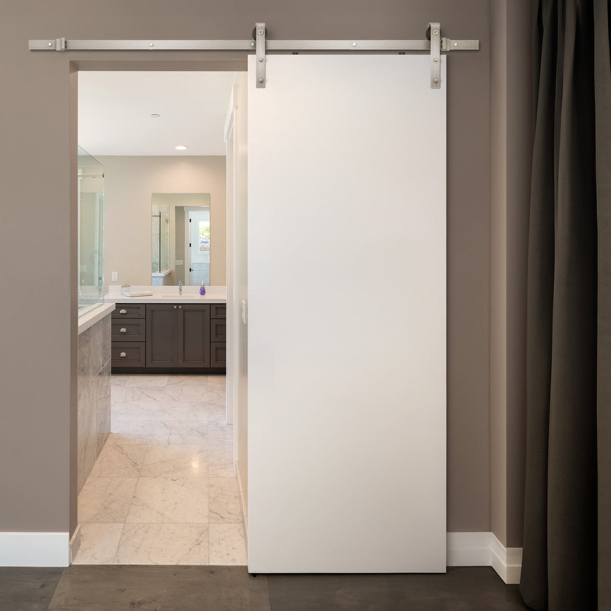 Satin Nickel 1.98m Face Mounted Sliding Barn Door Track