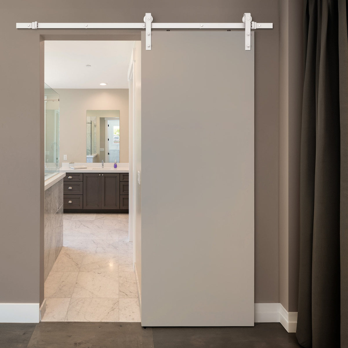 White 1.98m Face Mounted Sliding Barn Door Track