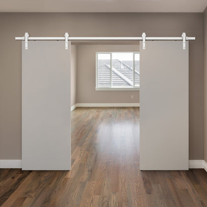 White 3m Face Mounted Sliding Barn Pair Door Track
