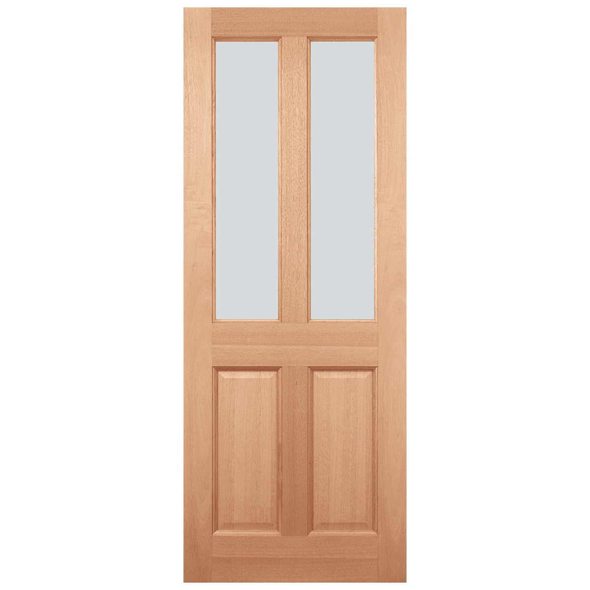 Hardwood External Unfinished 4 Panel 2 Light Obscure Glass Door (EXTHW4POBS)