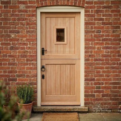 Hardwood External Unfinished 1 Light Clear Glass Stable Door (EXTHWSTBCG)