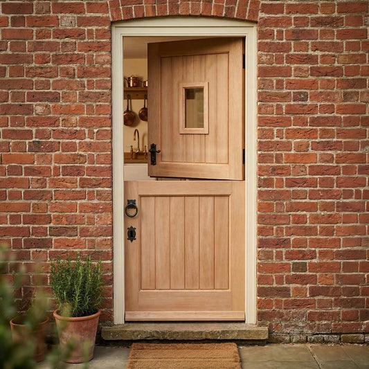 External Solid Pine Unfinished 2P 1L Clear Glass Stable Door (LOLSD)