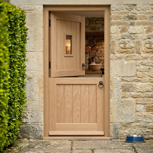 Oak External Unfinished 1 Light Clear Double Glazed Stable Door (EXTOAKSTBCG)