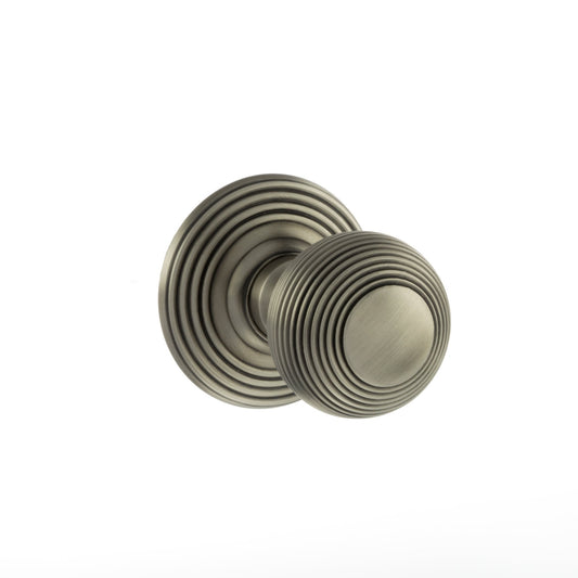 Old English Ripon Reeded Round Mortice Door Knob - Gun Metal