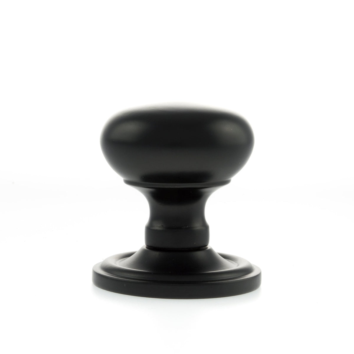 Old English Harrogate Mushroom Round Mortice Door Knob - Matt Black