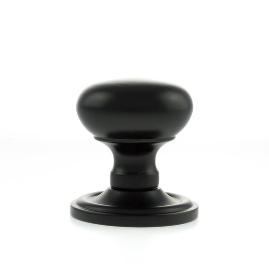 Old English Harrogate Mushroom Round Mortice Door Knob - Matt Black