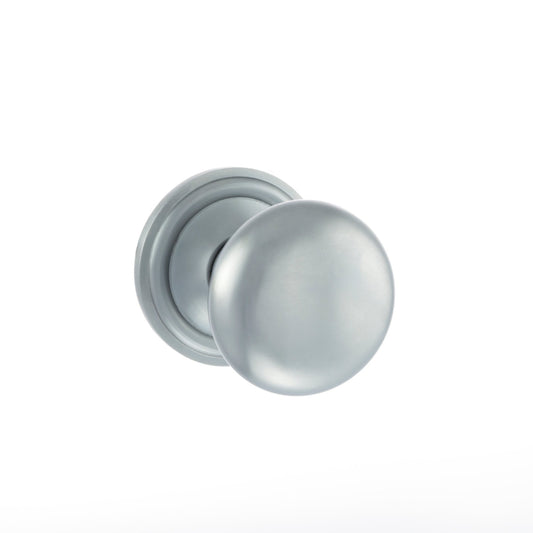 Old English Harrogate Mushroom Round Mortice Door Knob - Satin Chrome