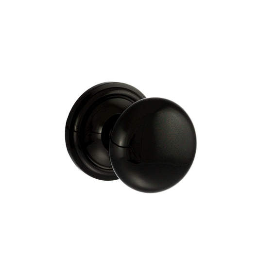 Old English Harrogate Mushroom Round Mortice Door Knob - Black Nickel