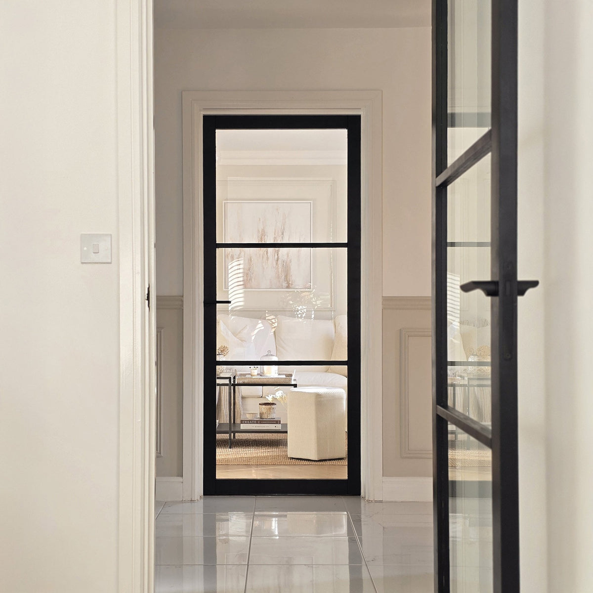 Internal Primed Industrial 2.0 Lifestyle 3 Light Clear Glass Door (119805)