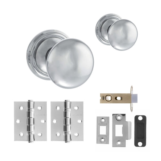 Harrogate Mushroom Mortice Door Knob Set - Polished Chrome