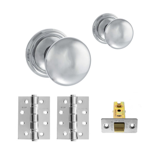 Harrogate Mushroom Mortice CE13 Fire Door Knob Set - Polished Chrome