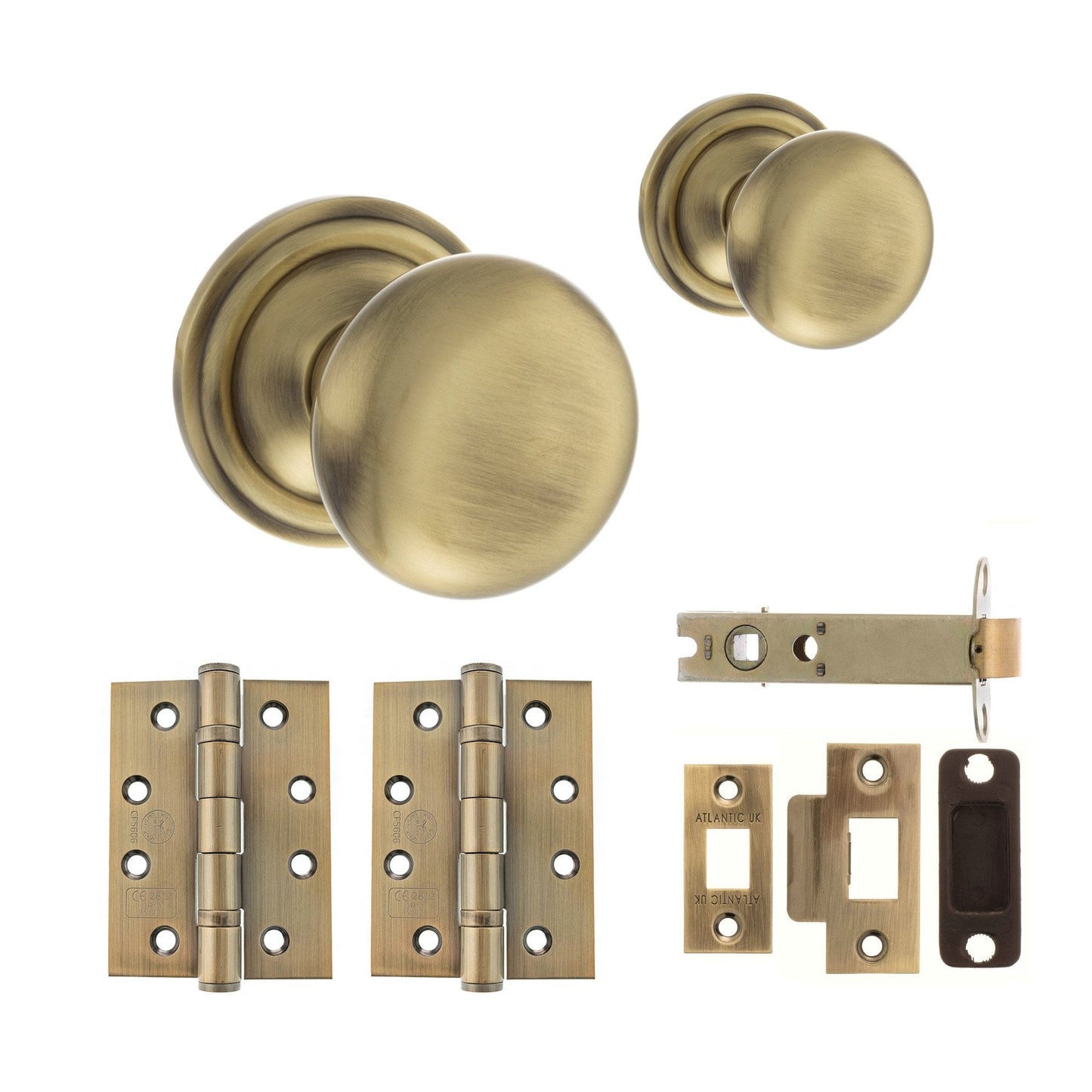 Harrogate Mushroom Mortice CE13 Fire Door Knob Set - Antique Brass