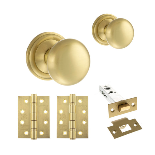 Harrogate Mushroom Mortice CE13 Fire Door Knob Set - Satin Brass