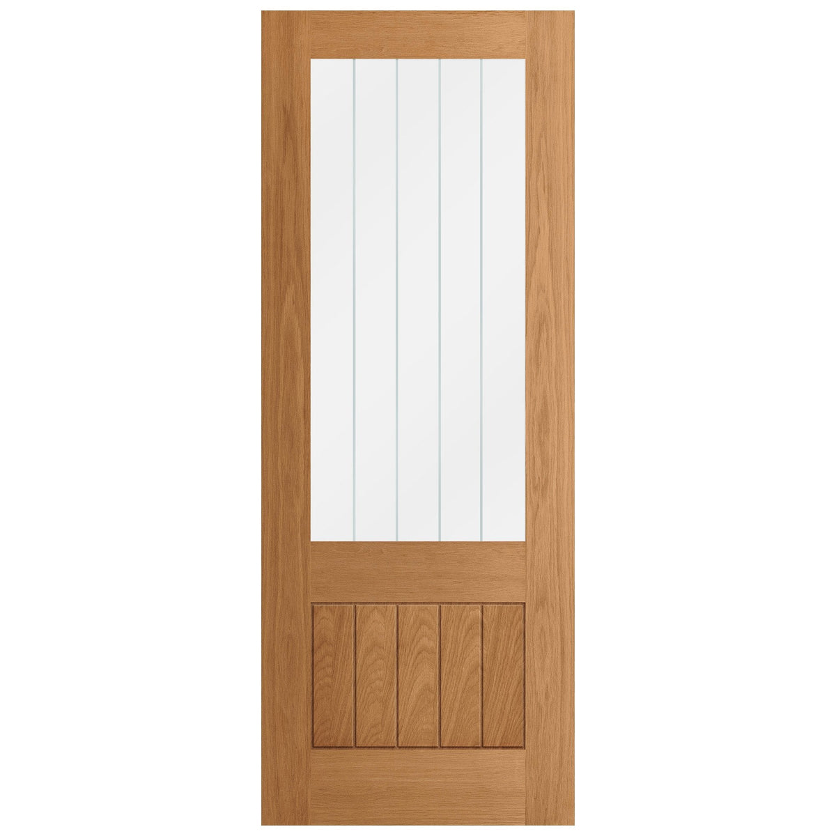 Oak Internal Fully Finished Farley 1 Panel 1 Light Obscure Lined Clear Glass Made-to-Measure Door (120482)