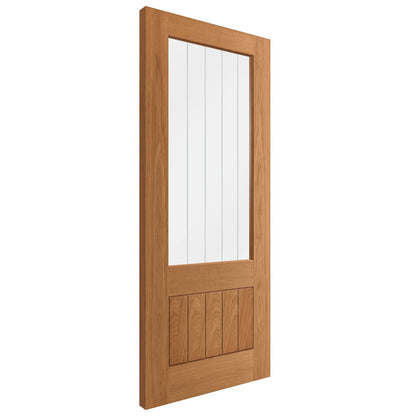 Oak Internal Fully Finished Farley 1 Panel 1 Light Obscure Lined Clear Glass Made-to-Measure Door (120482)