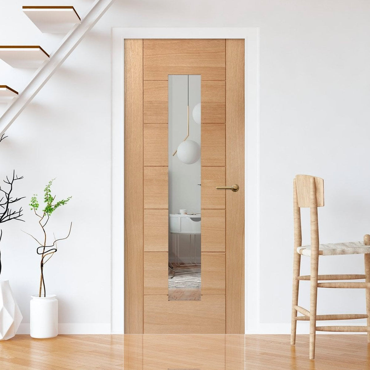 Oak Internal Fully Finished Pedrena 1 Light Clear Glass Made-to-Measure Door (120484)