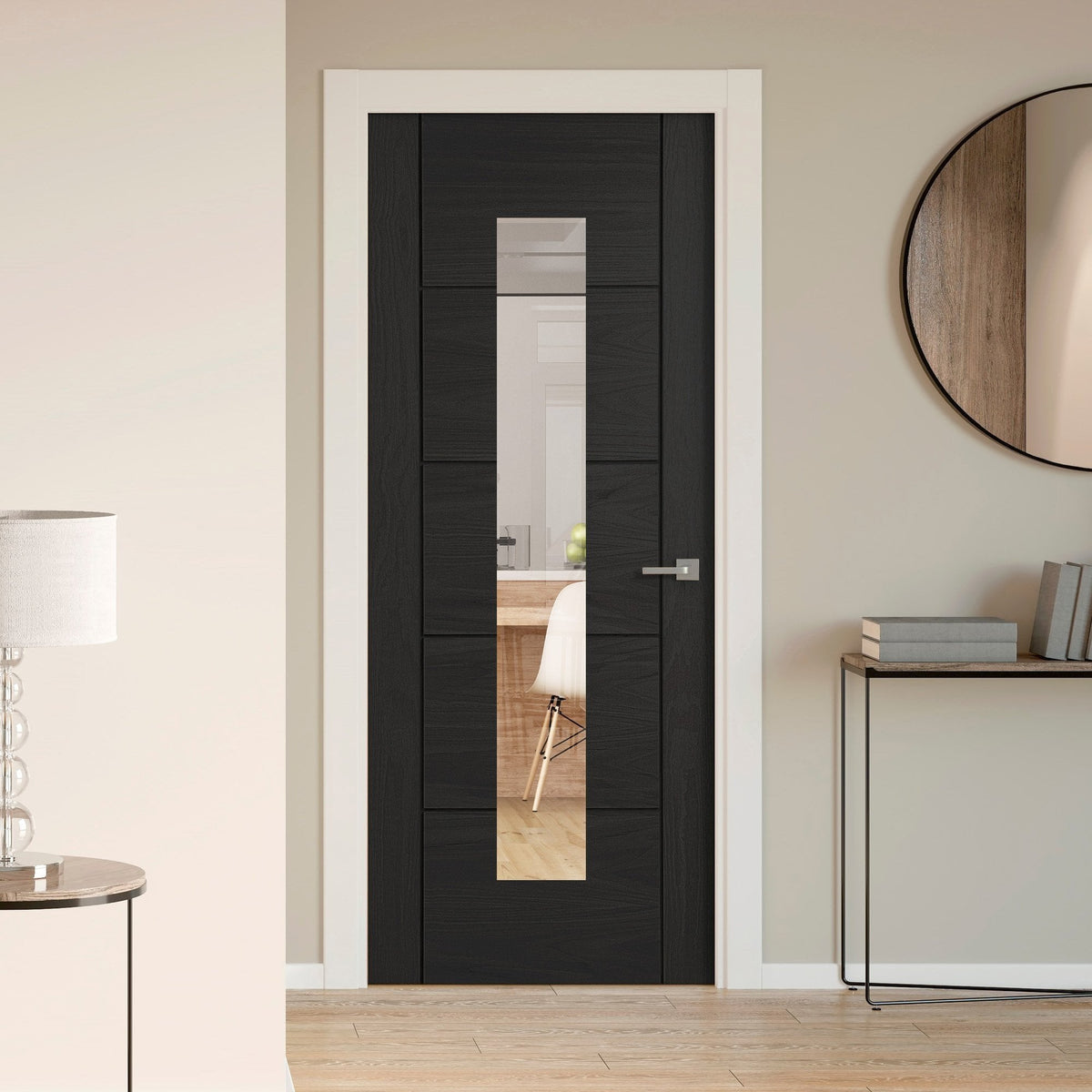 Black Internal Fully Finished Oak Parma 1 Light Clear Glass Made-to-Measure Door (120490)