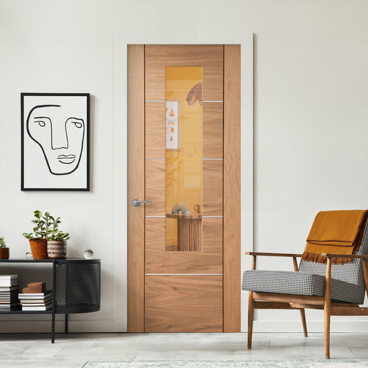 Oak Internal Fully Finished Venice 1 Light Clear Glass Door (120655)
