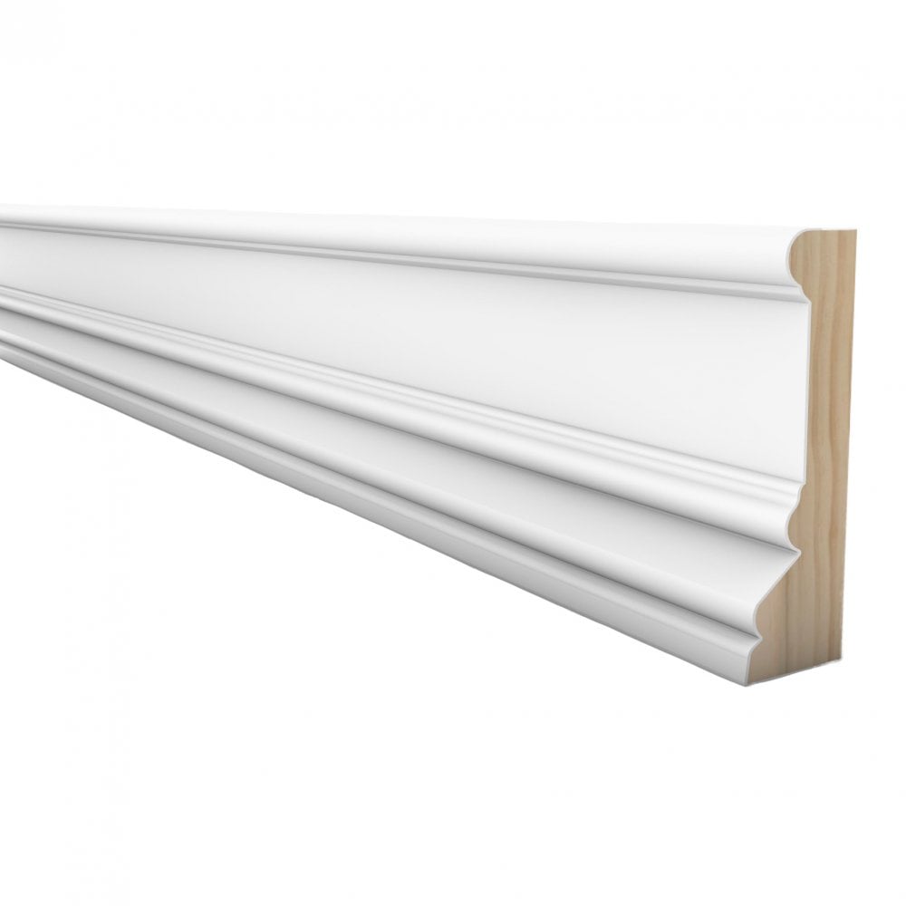 2.4m White Painted Decorative Moulding 27mm x 90mm