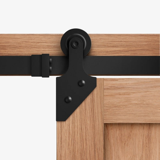 Matt Black Corner Sliding Barn Door Track Bracket Pair